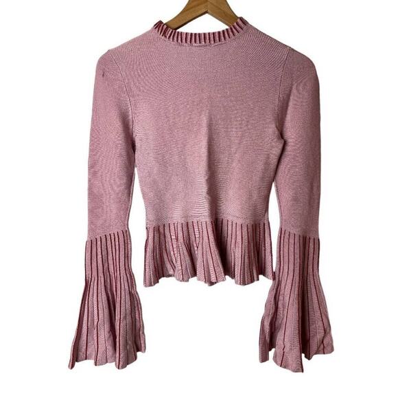 Jonathan Simkhai Pink Bell Sleeves Knit Sweater Women's Size XS - Picture 3 of 7